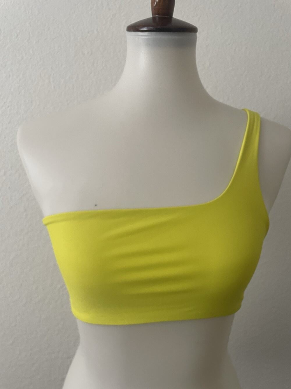 Aila Blue Swim Corsica Bikini Top Swimwear One Shoulder Deep Lime Summer
